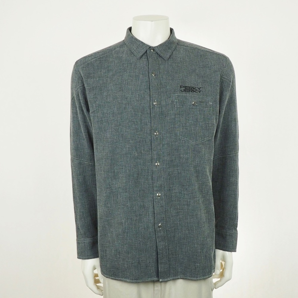 Kuhl Uproar Button Down Shirt Mens XL Gray Cotton Blend Perky Jerky Hiking Tech